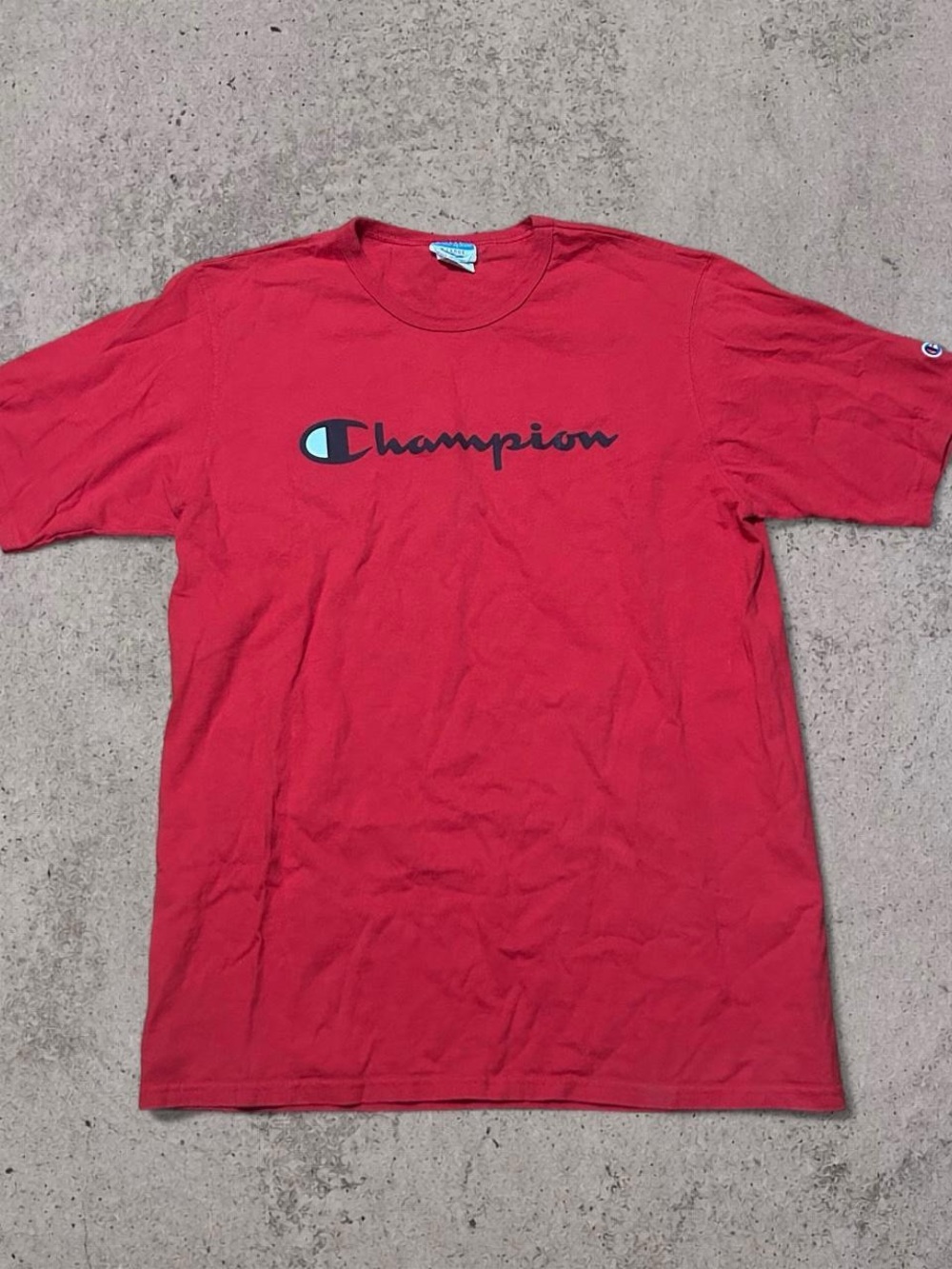 Vintage 90s Champion Red Spell Out Logo T-Shirt XL